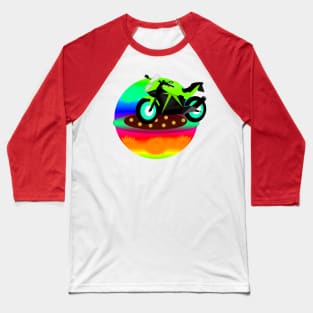 Green Motorcycle Baseball T-Shirt